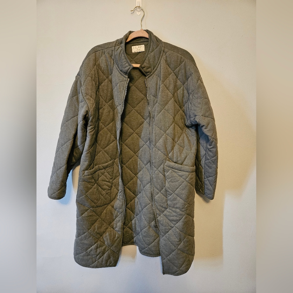 Green Quilted Long Coat